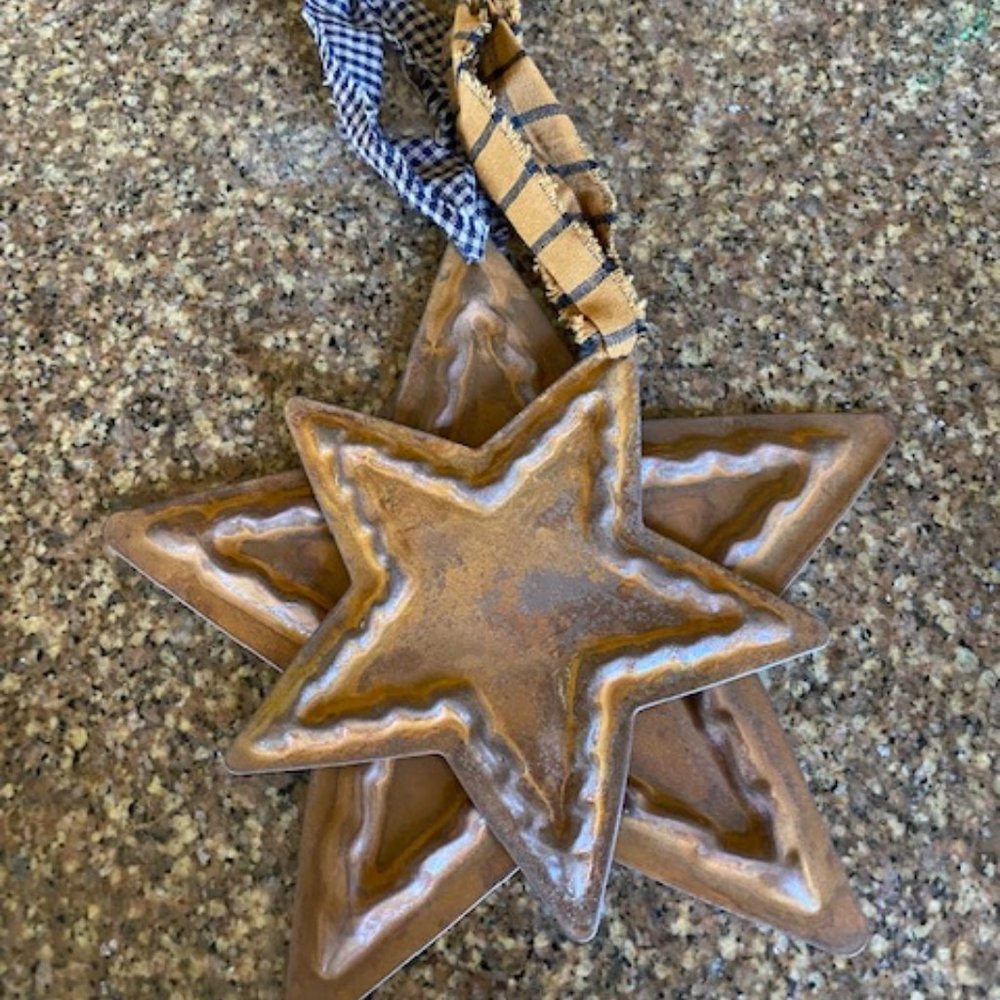 Rusty Tin 5-point Barn Farmhouse LUCKY Stars Set of 2 - Picture 13 of 14